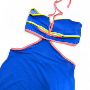 ONE ONE Electric Blue halter swim cover up mini dress NWT